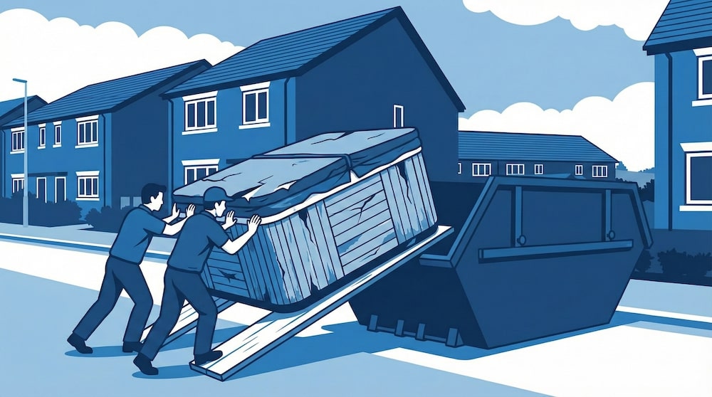 people disposing of hot tub