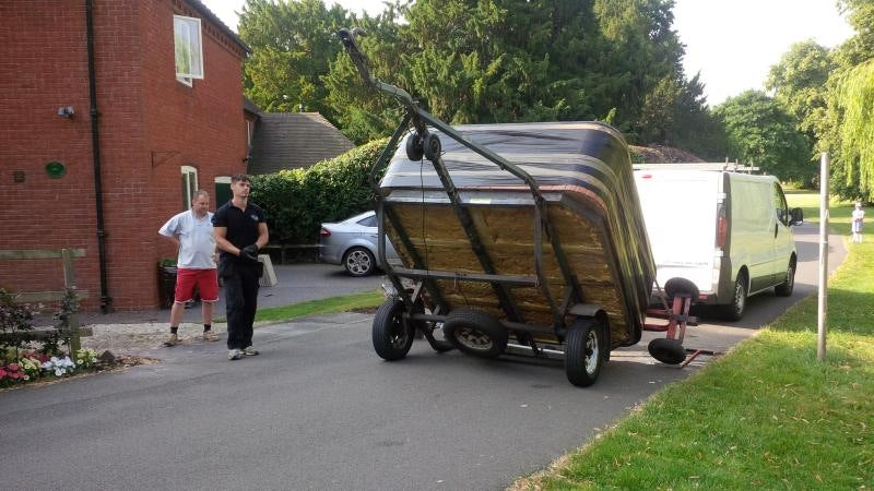 Hot tub on a moving trailer