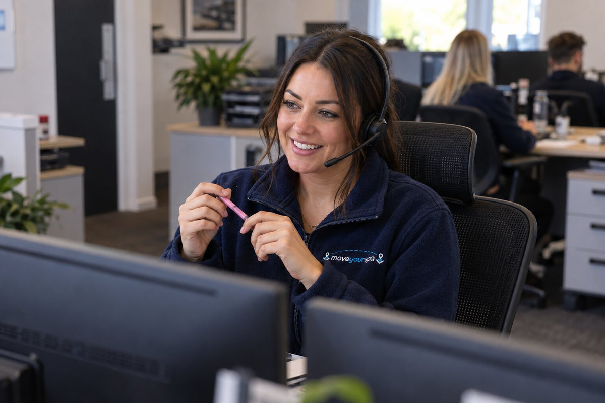 Girl in the Move Your Spa office